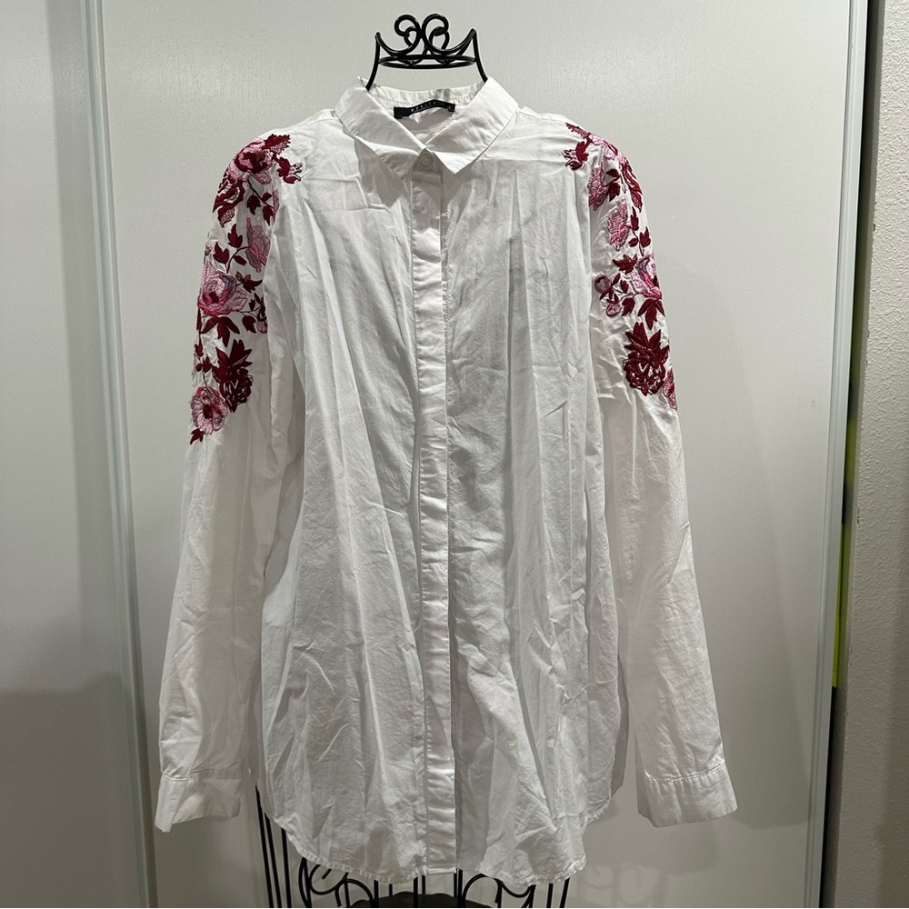 Floral Embroidered White Blouse
